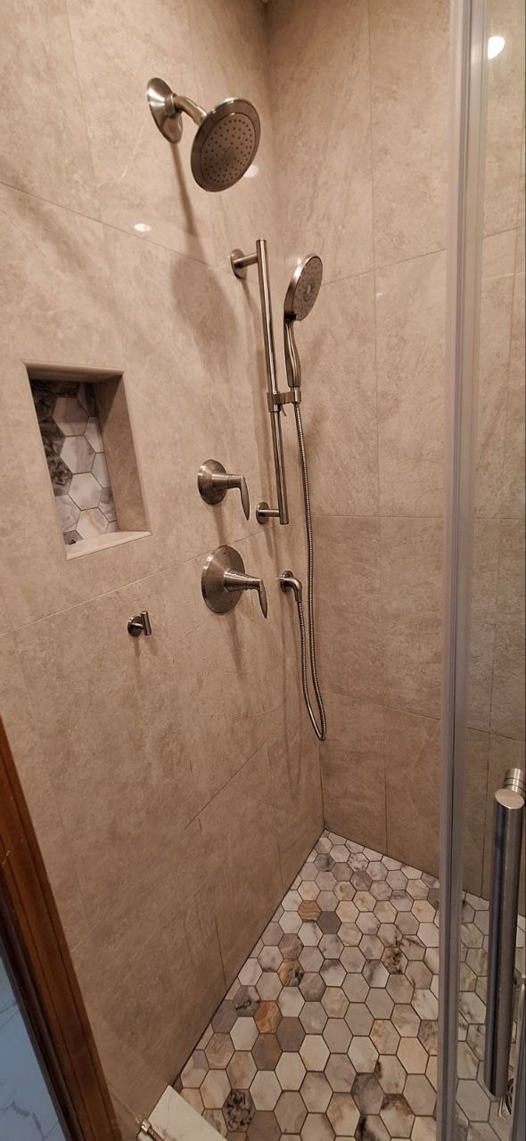 Shower valve and rain shower head fixture installation